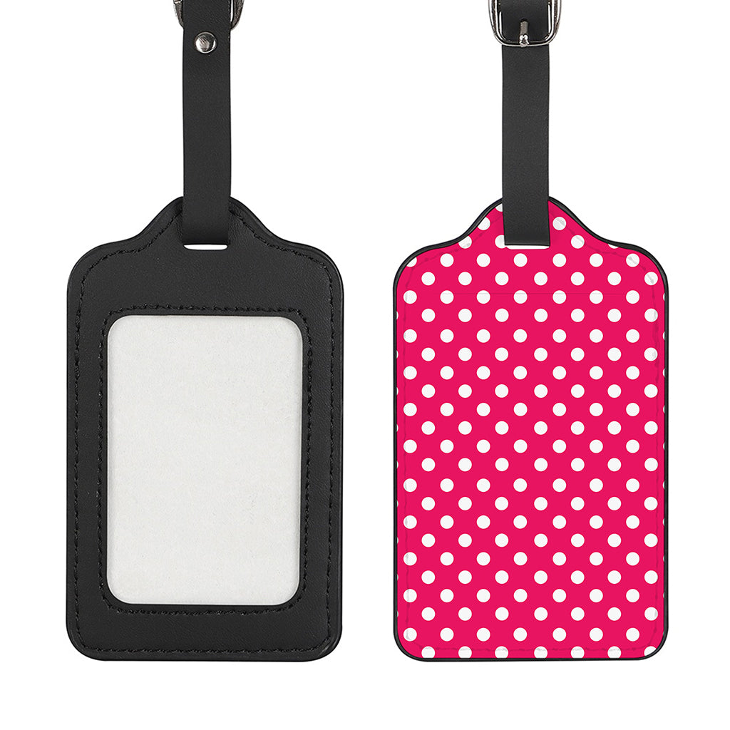 Hot Pink And White Polka Dot Print Luggage Tag