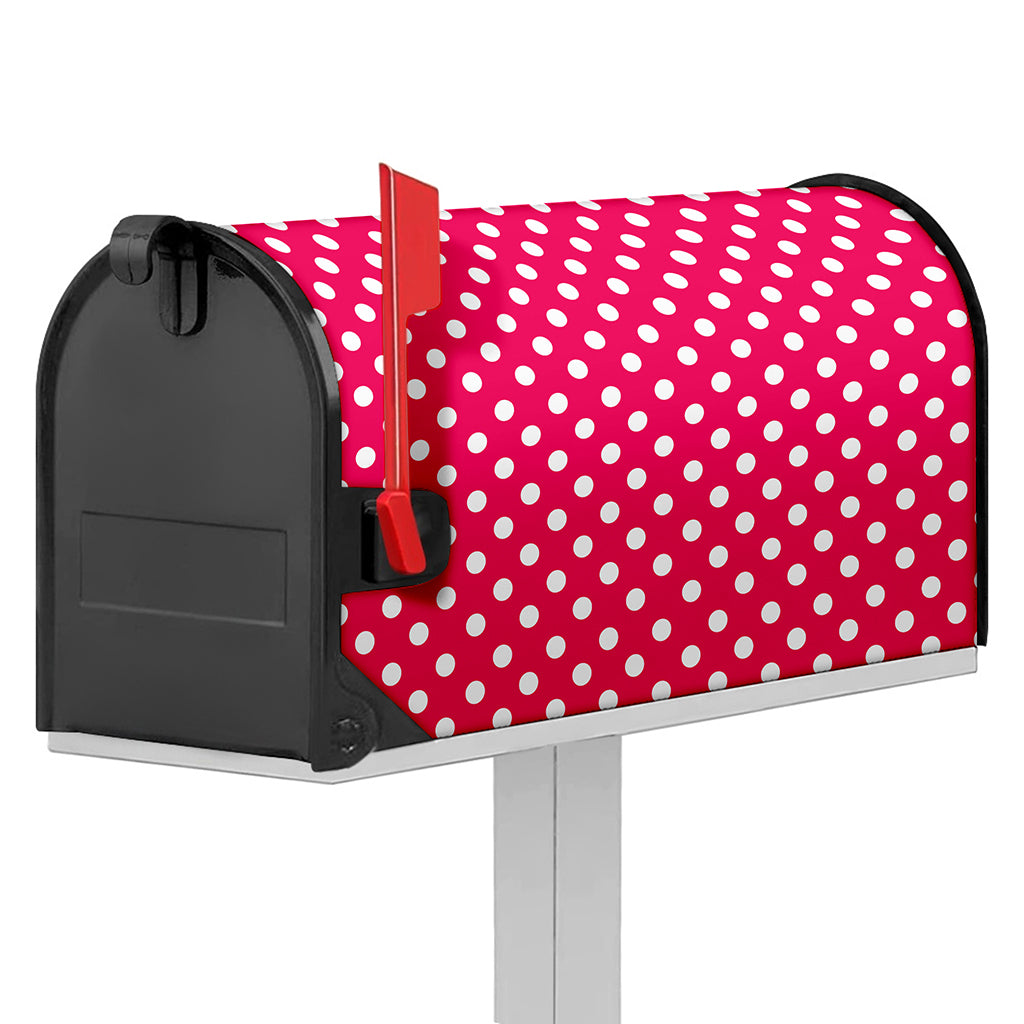 Hot Pink And White Polka Dot Print Mailbox Cover