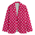 Hot Pink And White Polka Dot Print Men's Blazer