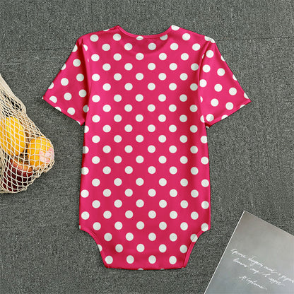 Hot Pink And White Polka Dot Print Men's Bodysuit