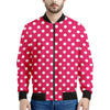 Hot Pink And White Polka Dot Print Men's Bomber Jacket