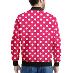 Hot Pink And White Polka Dot Print Men's Bomber Jacket