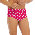 Hot Pink And White Polka Dot Print Men's Briefs