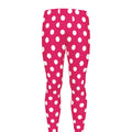 Hot Pink And White Polka Dot Print Men's Leggings
