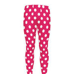 Hot Pink And White Polka Dot Print Men's leggings