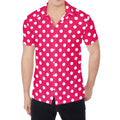 Hot Pink And White Polka Dot Print Men's Shirt