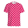 Hot Pink And White Polka Dot Print Men's Athletic T-Shirt