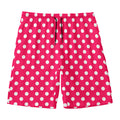 Hot Pink And White Polka Dot Print Men's Swim Trunks