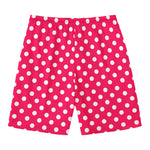 Hot Pink And White Polka Dot Print Men's Swim Trunks
