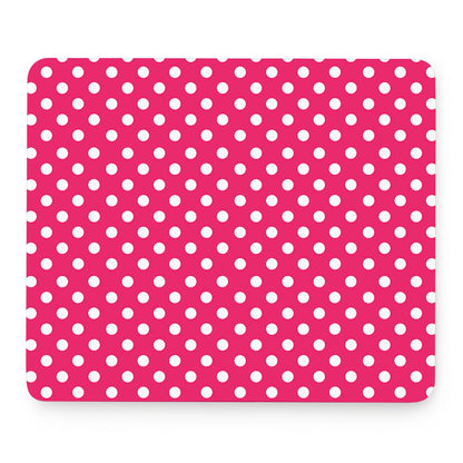 Hot Pink And White Polka Dot Print Mouse Pad