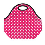 Hot Pink And White Polka Dot Print Neoprene Lunch Bag