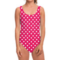 Hot Pink And White Polka Dot Print One Piece Swimsuit