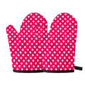 Hot Pink And White Polka Dot Print Oven Mitts