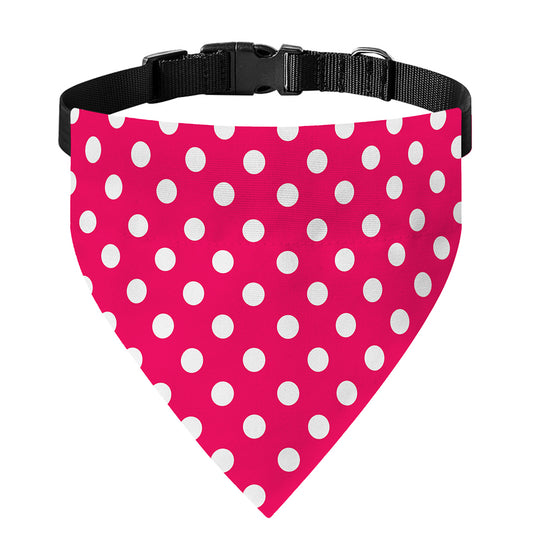 Hot Pink And White Polka Dot Print Over The Collar Dog Bandana
