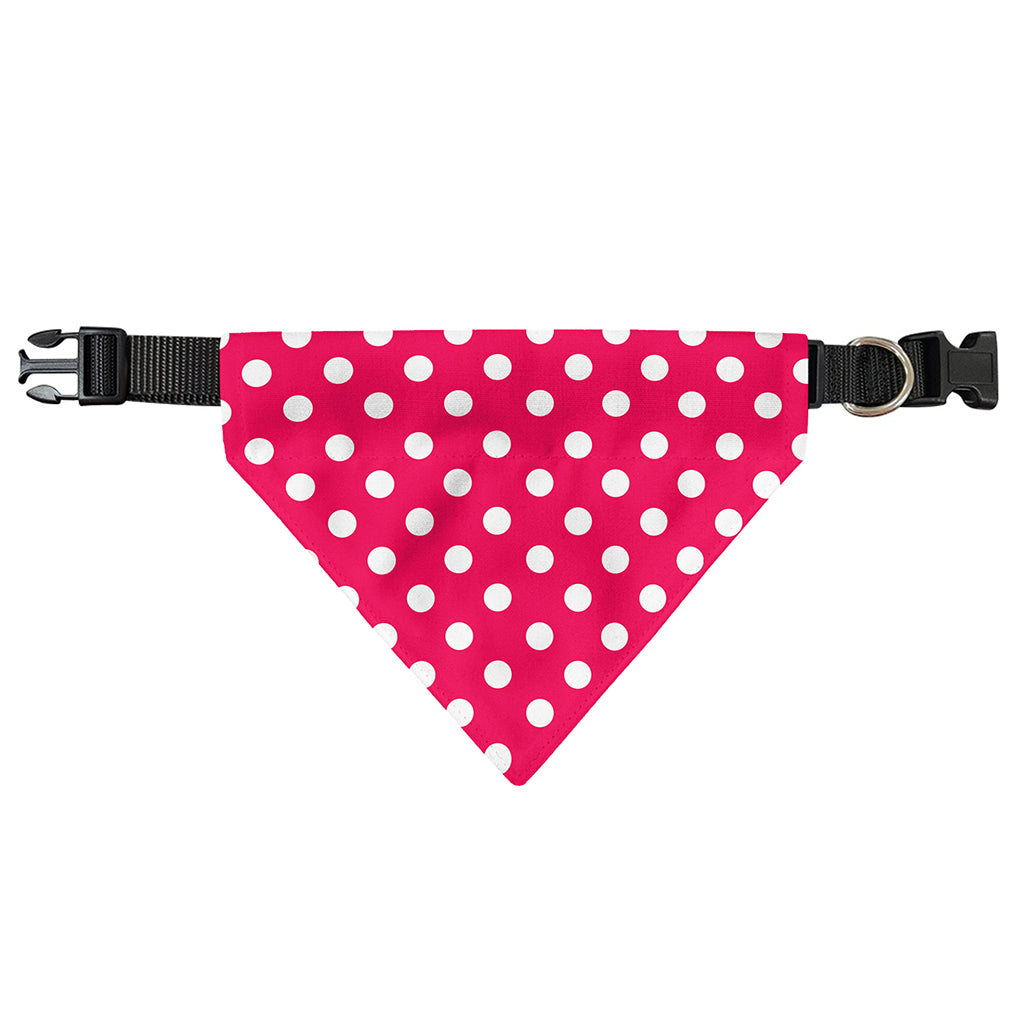Hot Pink And White Polka Dot Print Over The Collar Dog Bandana