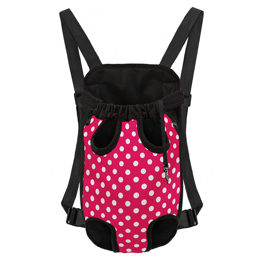 Hot Pink And White Polka Dot Print Pet Carrier Backpack