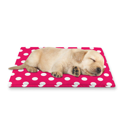 Hot Pink And White Polka Dot Print Pet Cooling Mat Cover