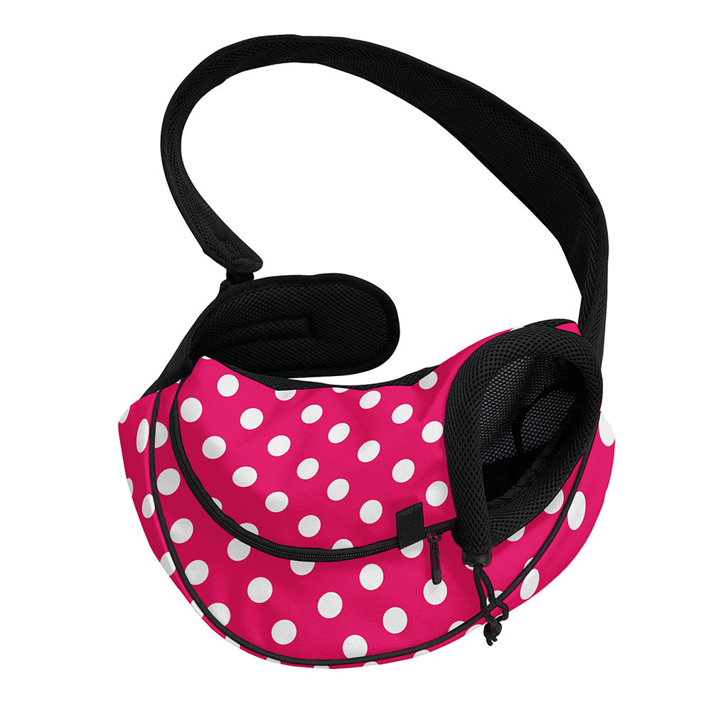 Hot Pink And White Polka Dot Print Pet Sling Carrier