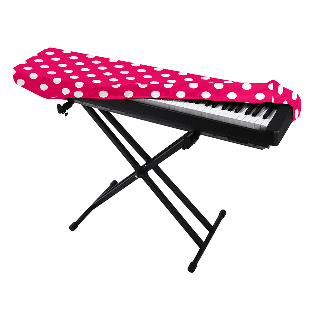 Hot Pink And White Polka Dot Print Piano Keyboard Cover