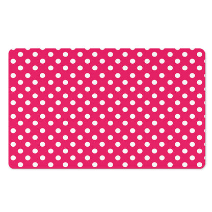 Hot Pink And White Polka Dot Print Polyester Doormat