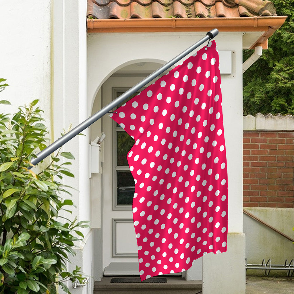 Hot Pink And White Polka Dot Print Polyester Flag