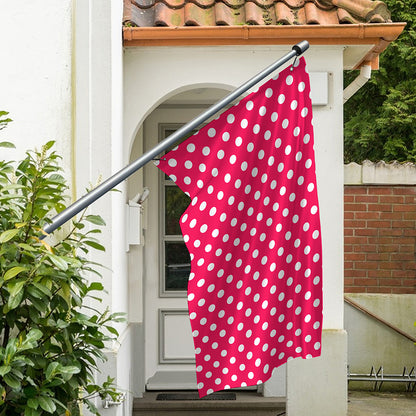 Hot Pink And White Polka Dot Print Polyester Flag