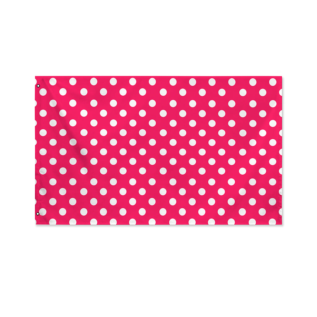 Hot Pink And White Polka Dot Print Polyester Flag
