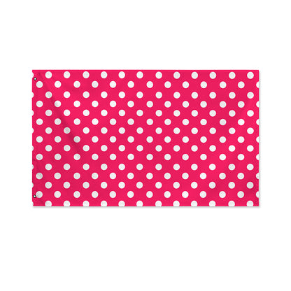 Hot Pink And White Polka Dot Print Polyester Flag