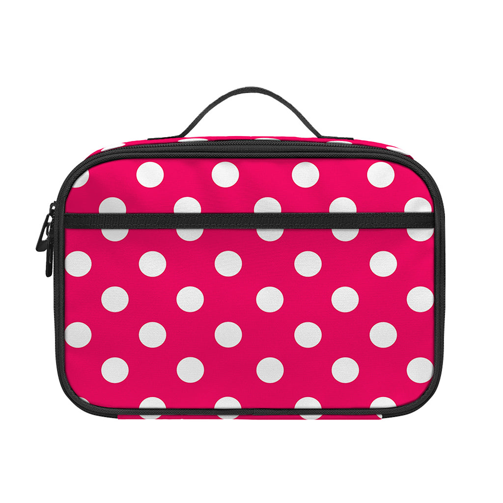 Hot Pink And White Polka Dot Print Portable Lunch Bag