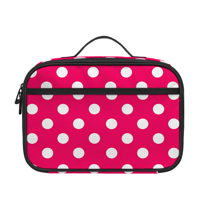 Hot Pink And White Polka Dot Print Portable Lunch Bag
