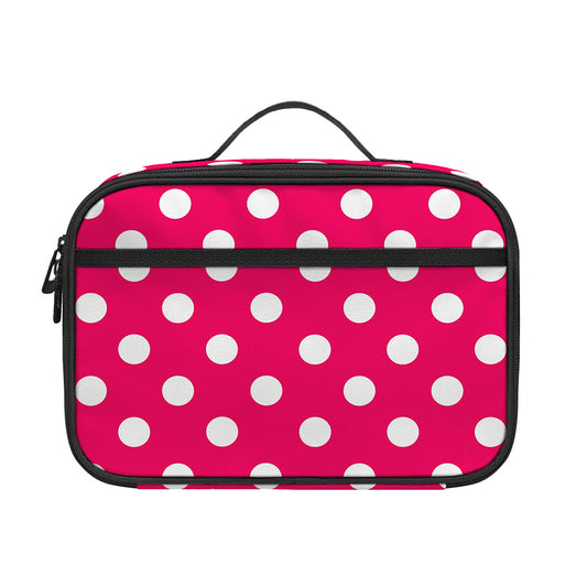 Hot Pink And White Polka Dot Print Portable Lunch Bag