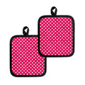Hot Pink And White Polka Dot Print Pot Holders