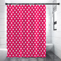 Hot Pink And White Polka Dot Print Premium Shower Curtain