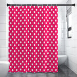 Hot Pink And White Polka Dot Print Premium Shower Curtain