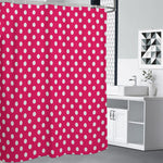 Hot Pink And White Polka Dot Print Premium Shower Curtain