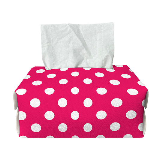 Hot Pink And White Polka Dot Print Rectangle Tissue Box Cover