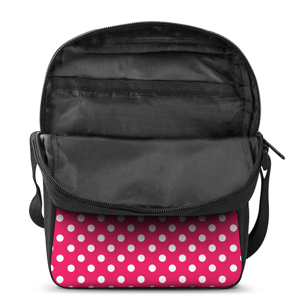 Hot Pink And White Polka Dot Print Rectangular Crossbody Bag