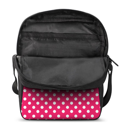 Hot Pink And White Polka Dot Print Rectangular Crossbody Bag