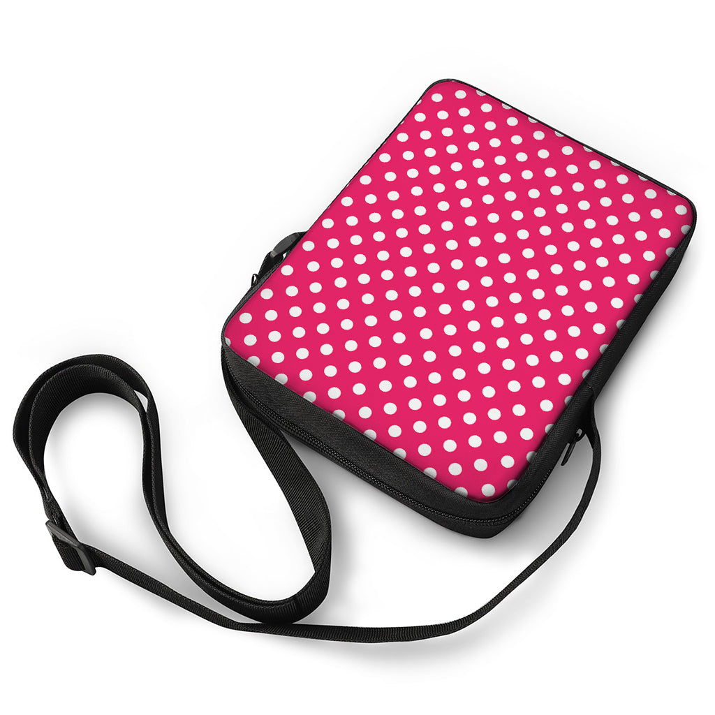 Hot Pink And White Polka Dot Print Rectangular Crossbody Bag