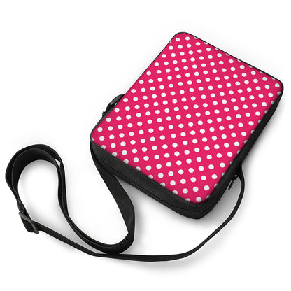 Hot Pink And White Polka Dot Print Rectangular Crossbody Bag