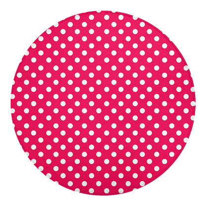 Hot Pink And White Polka Dot Print Round Blanket