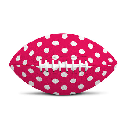 Hot Pink And White Polka Dot Print Rugby Ball