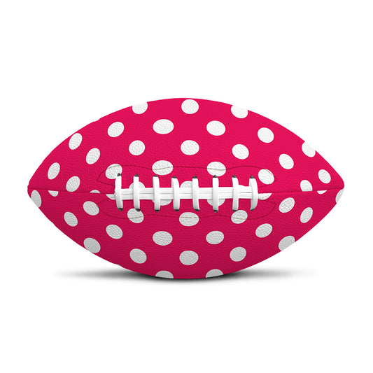 Hot Pink And White Polka Dot Print Rugby Ball