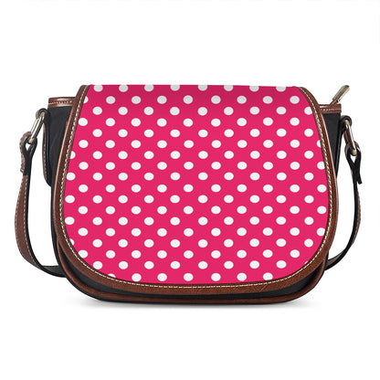 Hot Pink And White Polka Dot Print Saddle Bag