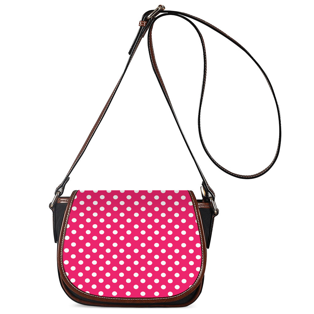 Hot Pink And White Polka Dot Print Saddle Bag