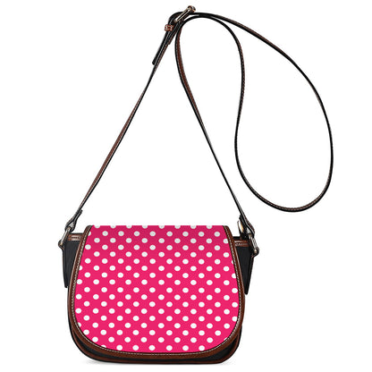 Hot Pink And White Polka Dot Print Saddle Bag