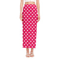 Hot Pink And White Polka Dot Print Side Slit Maxi Skirt