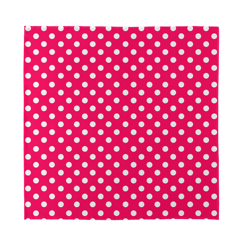Hot Pink And White Polka Dot Print Silk Bandana
