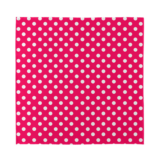 Hot Pink And White Polka Dot Print Silk Bandana