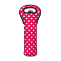 Hot Pink And White Polka Dot Print Single Neoprene Wine Tote